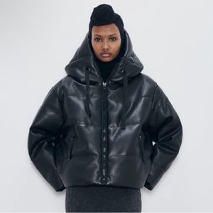 Zara faux leather puffer jacket